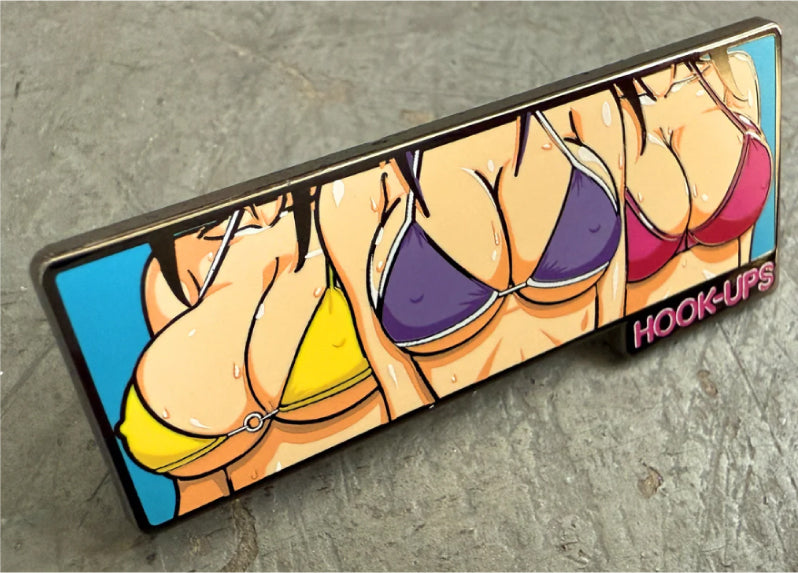 Hook-Ups 3 Girls Enamel Pin angle