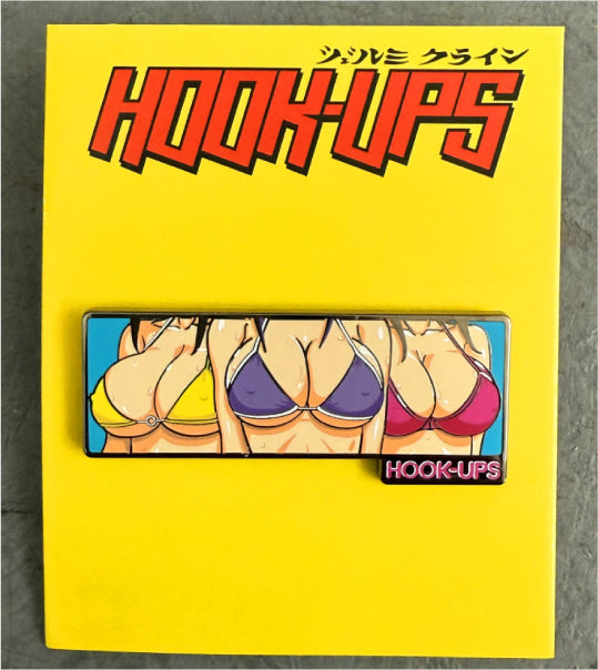 Hook-Ups 3 Girls Enamel Pin packaging