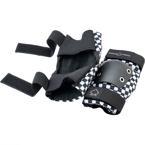 Pro-Tec Street 3-Pack Open Back Knee/Elbow/Wrist Pad Set Black/White Checkered