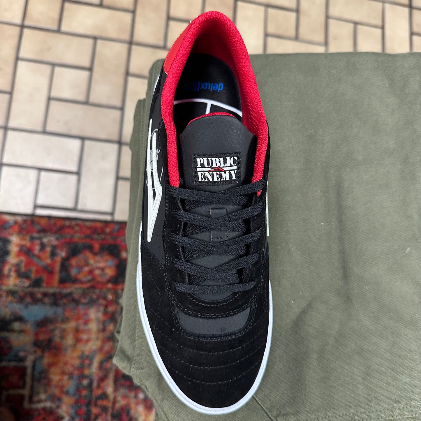 Lakai X Public Enemy Cambridge Skate Shoe - Black/Red Suede