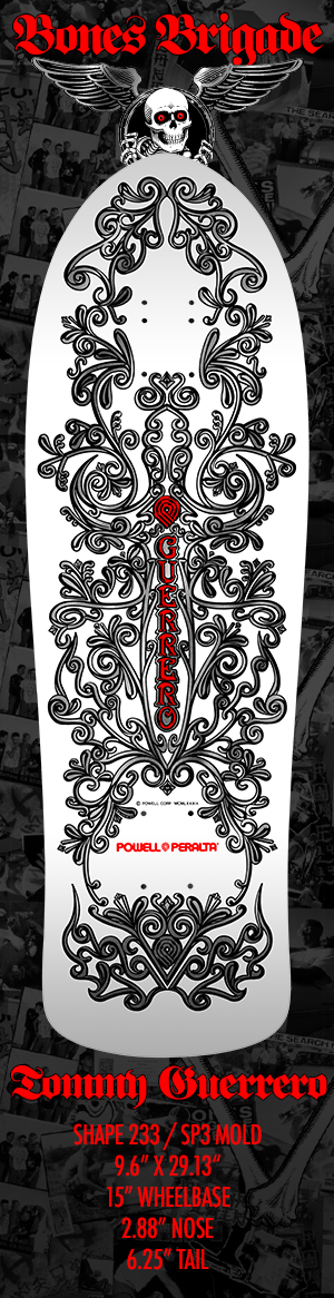 Powell Peralta Bones Brigade Series 17 Tommy Guerrero Skateboard Deck White/Silver Foil 9.85" specs