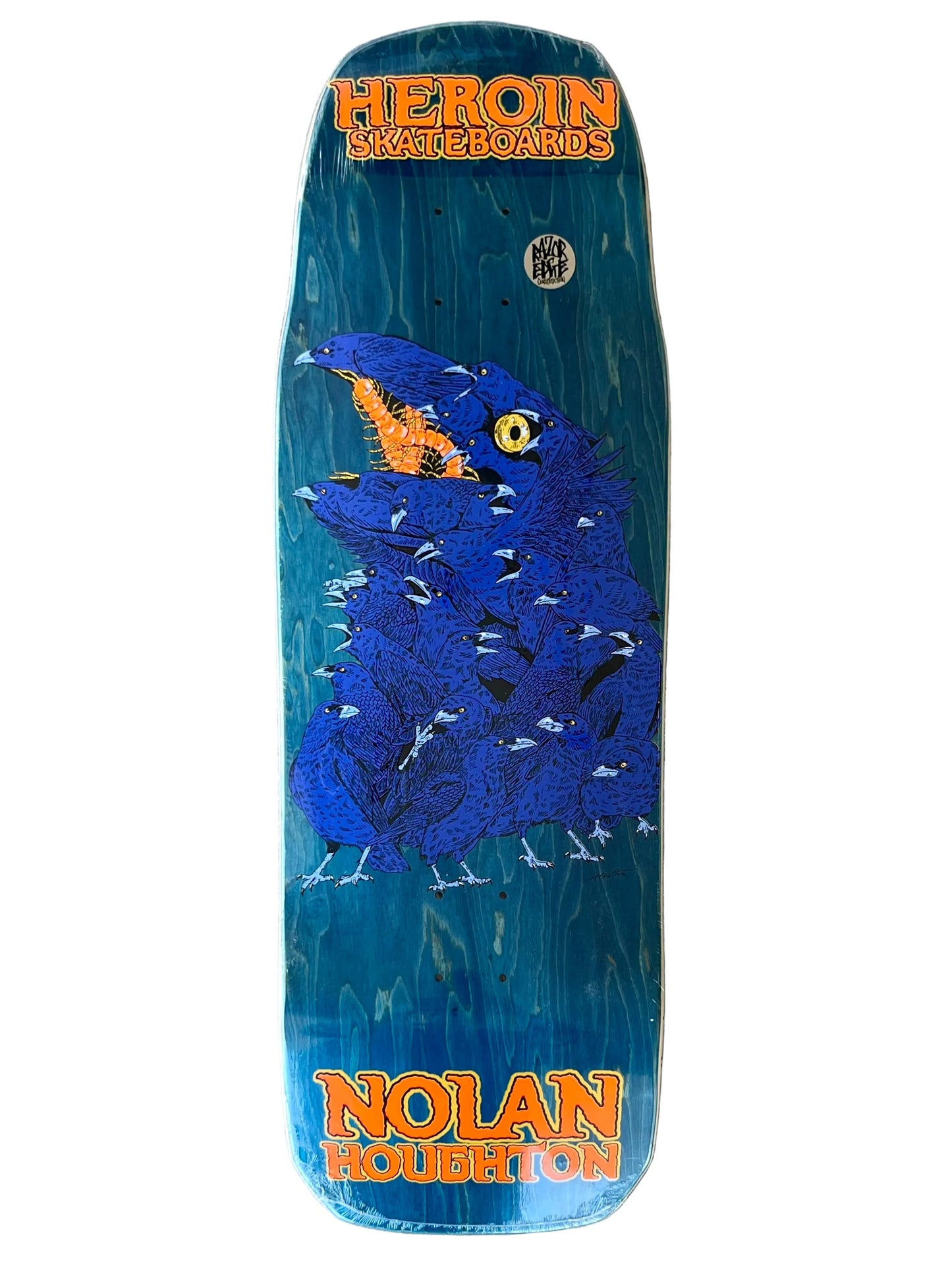 Heroin Nolan Crow Skateboard Deck 9.9" blue veneer