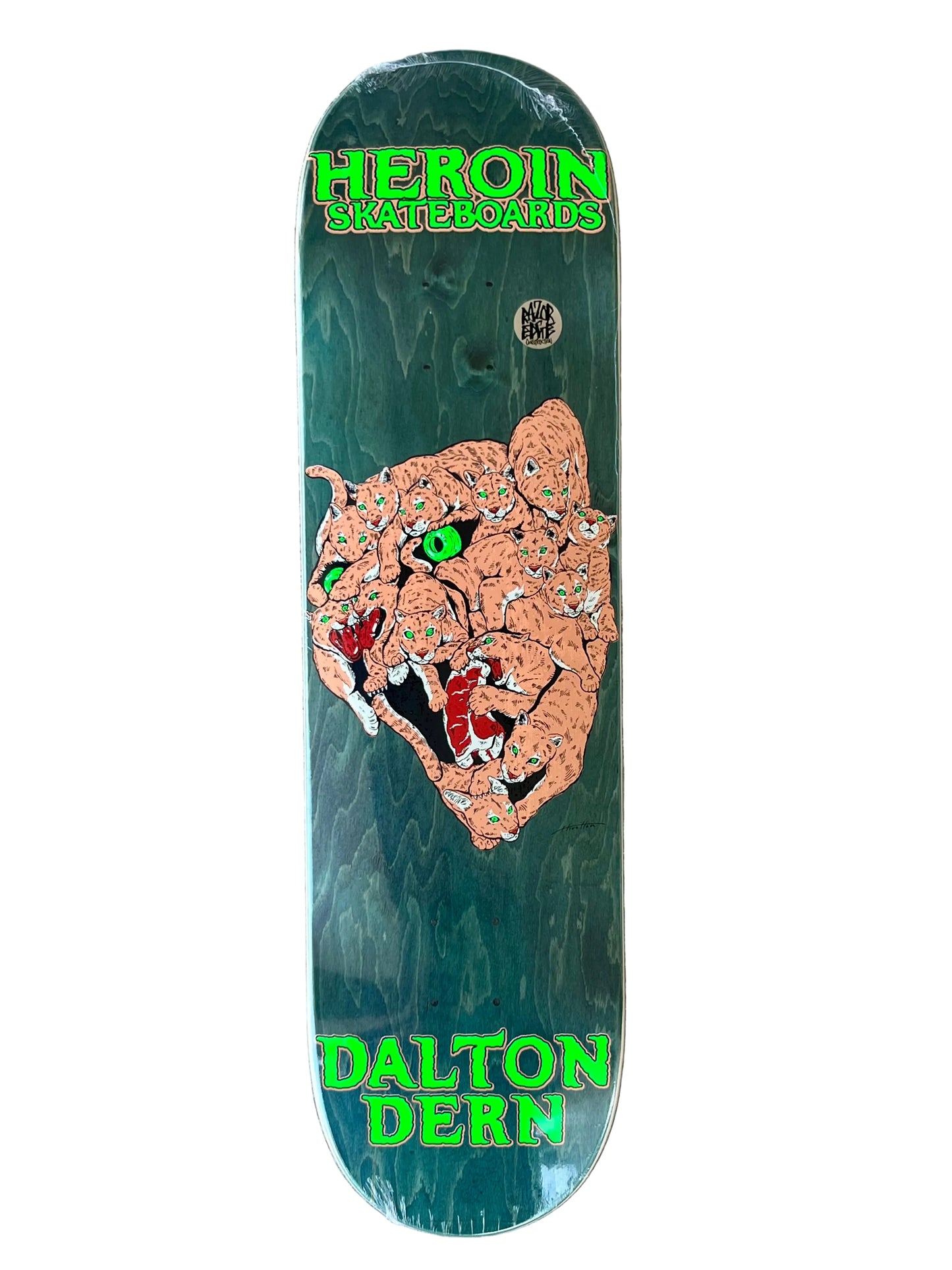 Heroin Dern Panther Skateboard Deck 8.5" deep teal