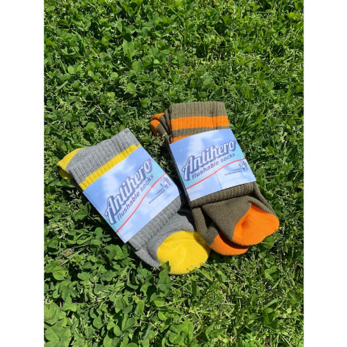 Antihero (almost) Flushable Crew Socks - Cream/Brown
