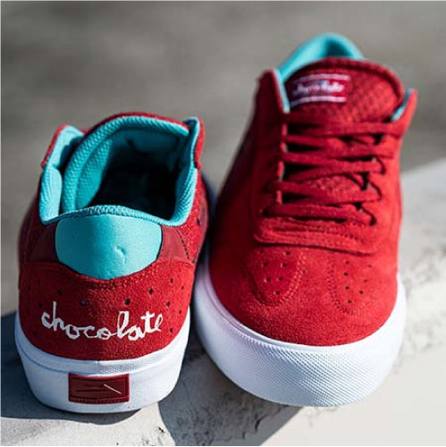 Lakai X Chocolate Atlantic Vulc Skate Shoe - Red Suede