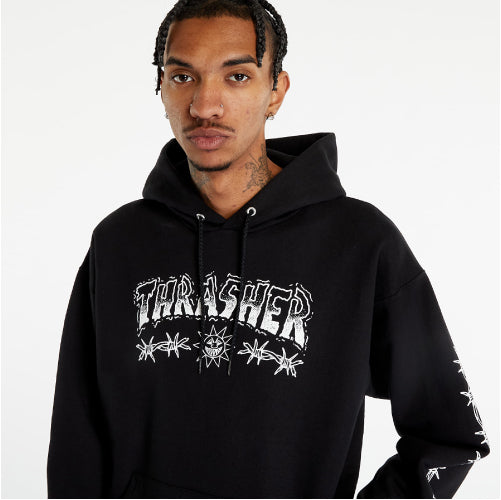 Thrasher Skateboards Mike Gigliotti Barbed Wire Hoodie - Black