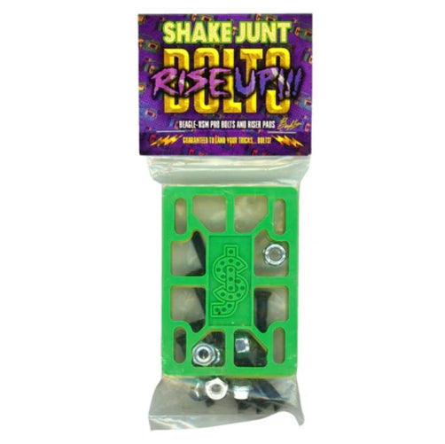 Shake Junt Beagle Rise Up Riser Pad & Hardware Set - Yellow/Green/Black packaged