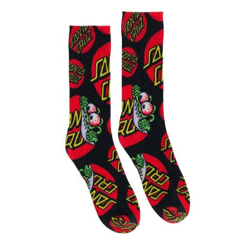 Santa Cruz Beware Dot Crew Socks - Black