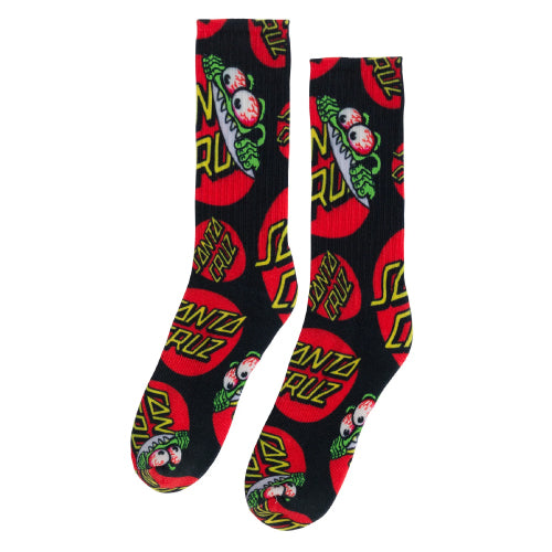 Santa Cruz Beware Dot Crew Socks - Black