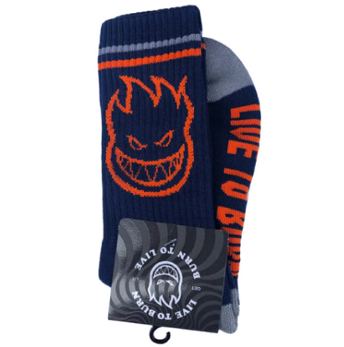 Spitfire Bighead Crew Socks - Navy/Orange/Grey