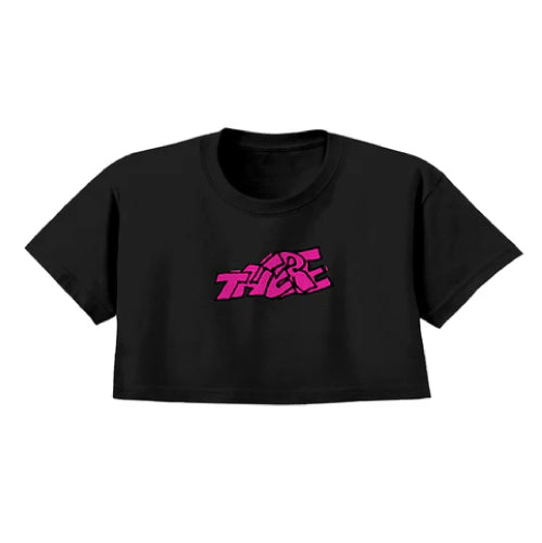 There Blocky Crop Tee - Black/Pink