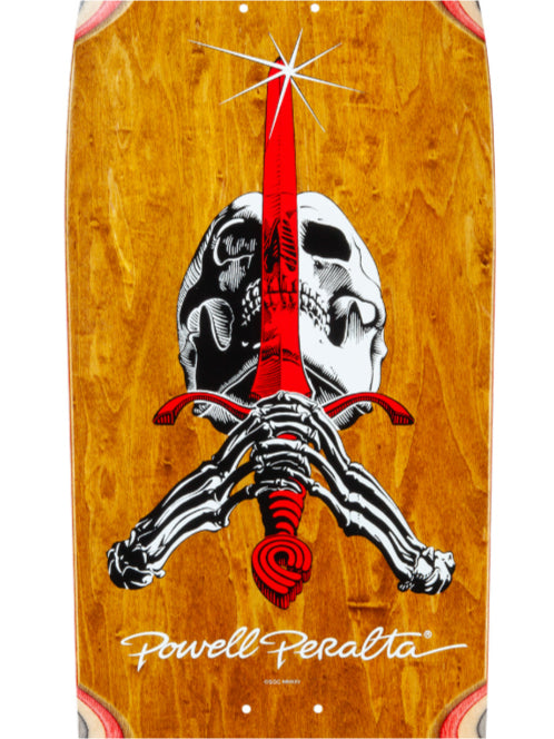 Powell Peralta Ray Rodriguez OG Skull & Sword Brown Stain Reissue Skateboard Deck 10.0" graphic close
