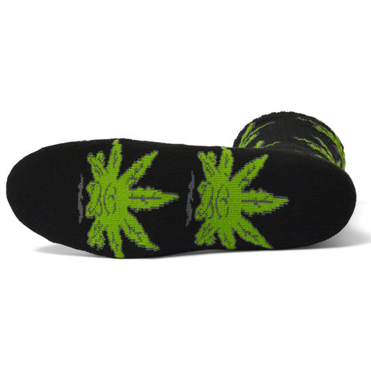 HUF Green Buddy Crew Socks black bottom