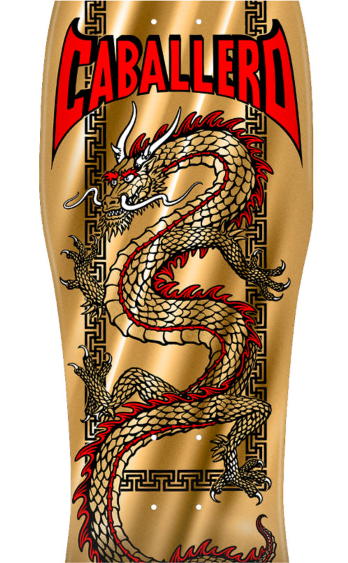 Powell Peralta Caballero Chinese Dragon Gold Reissue Skateboard Deck 10.0" close