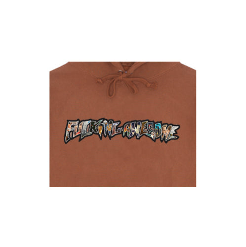 Fucking Awesome Dill Collage Logo Hoodie - Saddle graphic