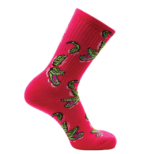 Psockadelic Croc Pink Crew Socks