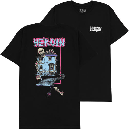 Heroin Skateboards Die Tonight Tee - Black