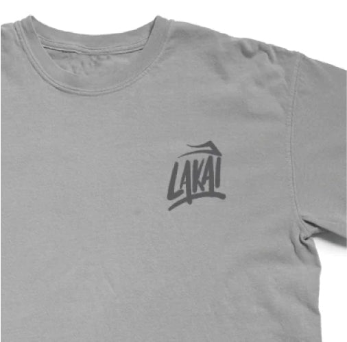 Lakai Brush Garment Dyed Tee - Charcoal w/ Grey Logo
