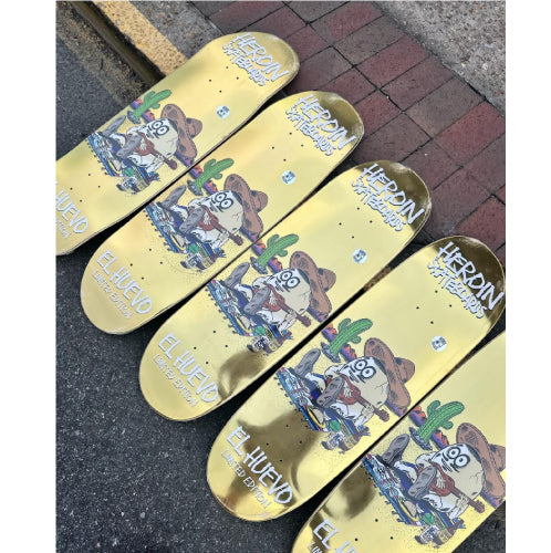 Heroin El Huevo Limited Skateboard Deck Gold 9.4"