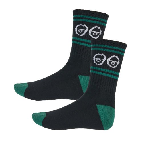 Krooked Eyes Crew Socks - Black/Green/White