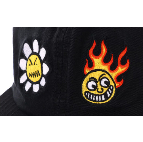 Baker Flower Flame Snapback Hat - Black