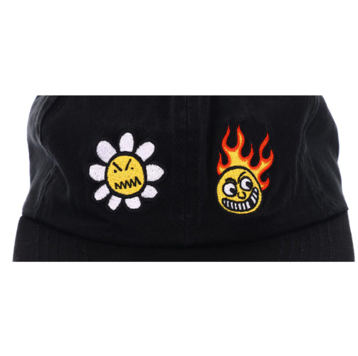 Baker Flower Flame Snapback Hat - Black