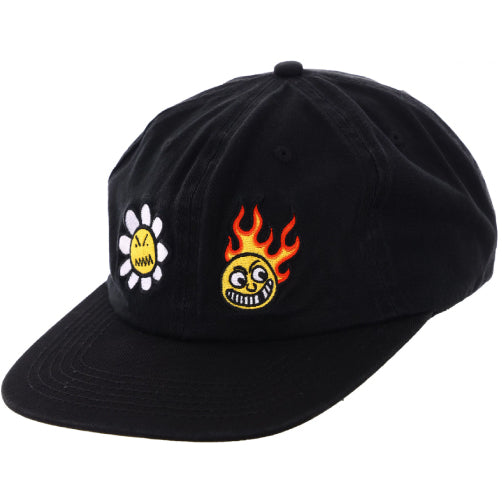 Baker Flower Flame Snapback Hat - Black