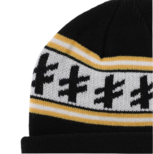 Deathwish Gang Logo Beanie - Black/Yellow close