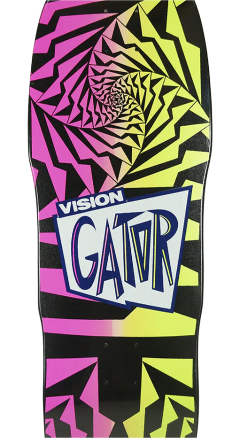Vision Gator II Skateboard Deck Black/Pink/Yellow Fade 10.25" close