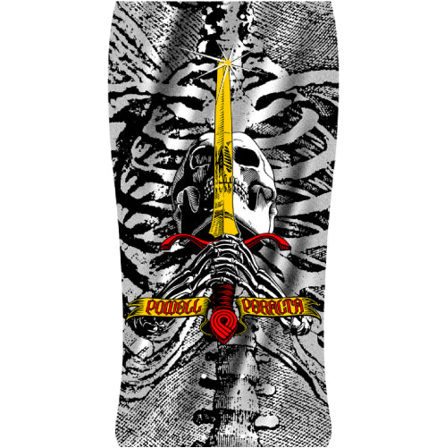 Powell Peralta GeeGah Skull and Sword Reissue Skateboard Deck Silver Foil 9.75" graphic