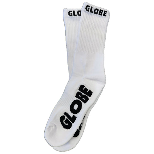 Globe Crew Socks - White/Black Logo