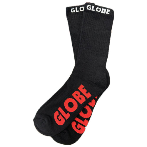 Globe Crew Socks - Black with White/Red