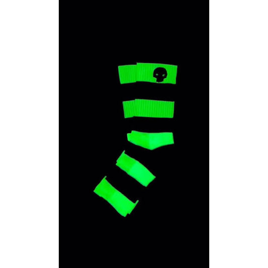 Zero Skull Striped Crew Socks - Black/Glow in the Dark