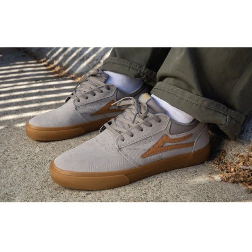 Lakai Griffin Skateboarding Shoe - Grey Corduroy Suede/Gum