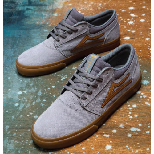 Lakai Griffin Skateboarding Shoe - Grey Corduroy Suede/Gum