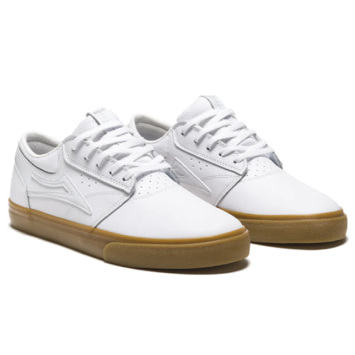 Lakai Griffin Skateboarding Shoe - White/Gum Leather