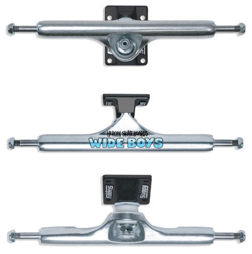 Slappy X Heroin ST1 Hollow Wide Boys Polished/Black Trucks (Set of 2)
