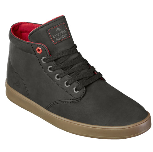 Emerica X Biltwell Romero Laced High Skateboarding Shoe - Black Leather/Gum