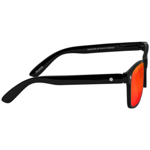 Glassy Leonard Polarized Sunglasses - Black/Red Mirror