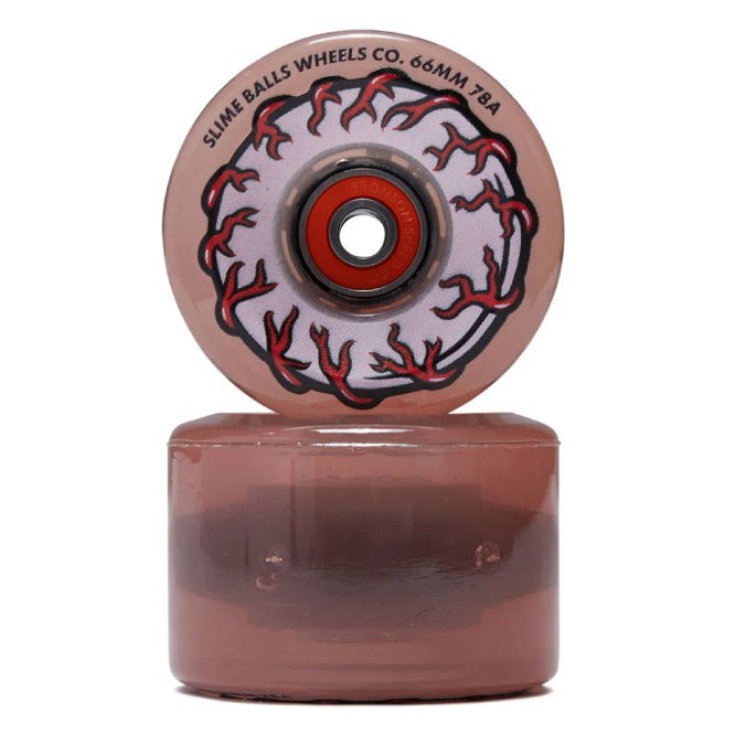 Santa Cruz *Light Ups* OG Slime Balls Skateboard Wheels Transparent Pink 66MM 78A stack