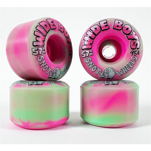 Snot Lil' Wide Boys Wheels Green/Pink Swirl 57MM 95A
