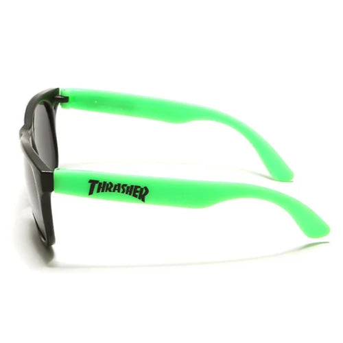 Thrasher Logo Sunglasses - Black/Neon Green side