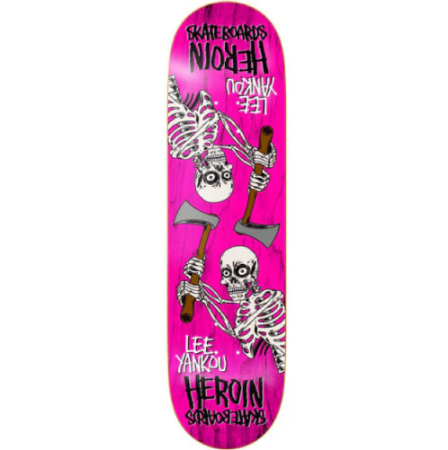 Heroin Yankou Axe Skeletons Symmetrical Skateboard Deck 8.25