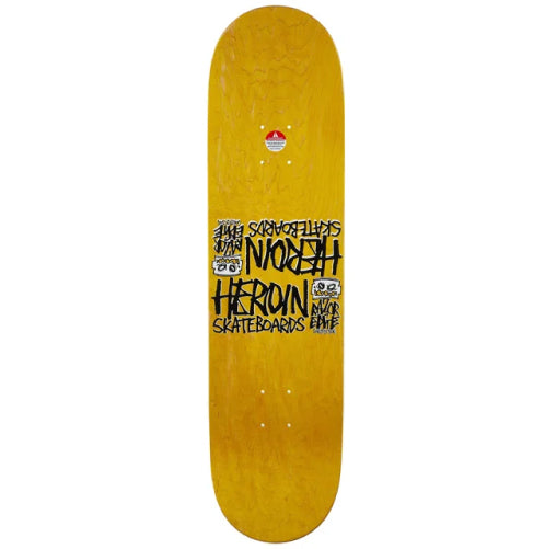 Heroin Yankou Axe Skeletons Symmetrical Skateboard Deck 8.25"