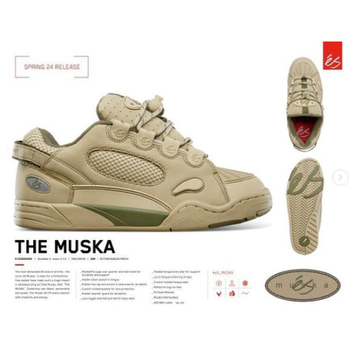 eS Muska Limited Reissue Skate Shoe - Tan/Green