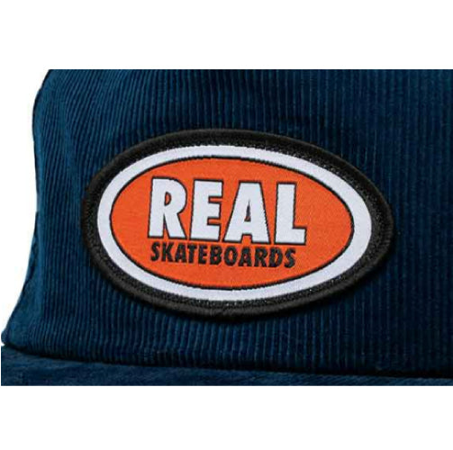 Real Oval Patch Snapback Hat - Navy Corduroy