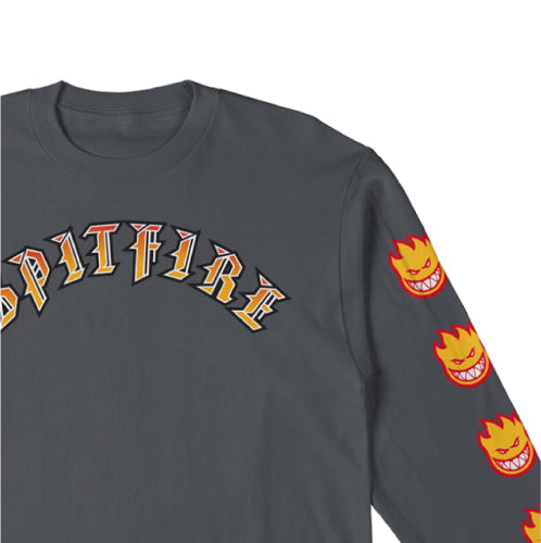 Spitfire Old E Bighead Fill Sleeve Long Sleeve Tee - Charcoal/Gold