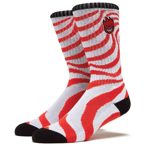 Spitfire Bighead Fill Embroidered Swirl Socks - Red/White