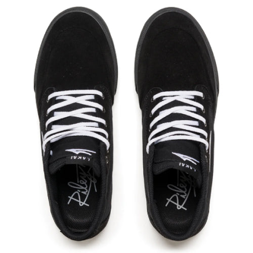 Lakai Riley 3 High Skateboard Shoe - Black/Black Suede