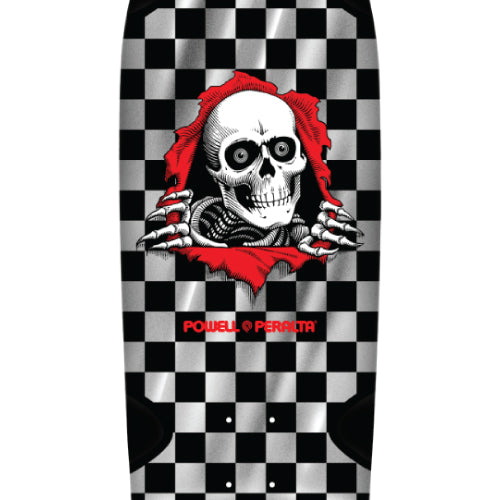 Powell Peralta OG Ripper Checker Reissue Silver Foil/Black Skateboard Deck 10.0" close